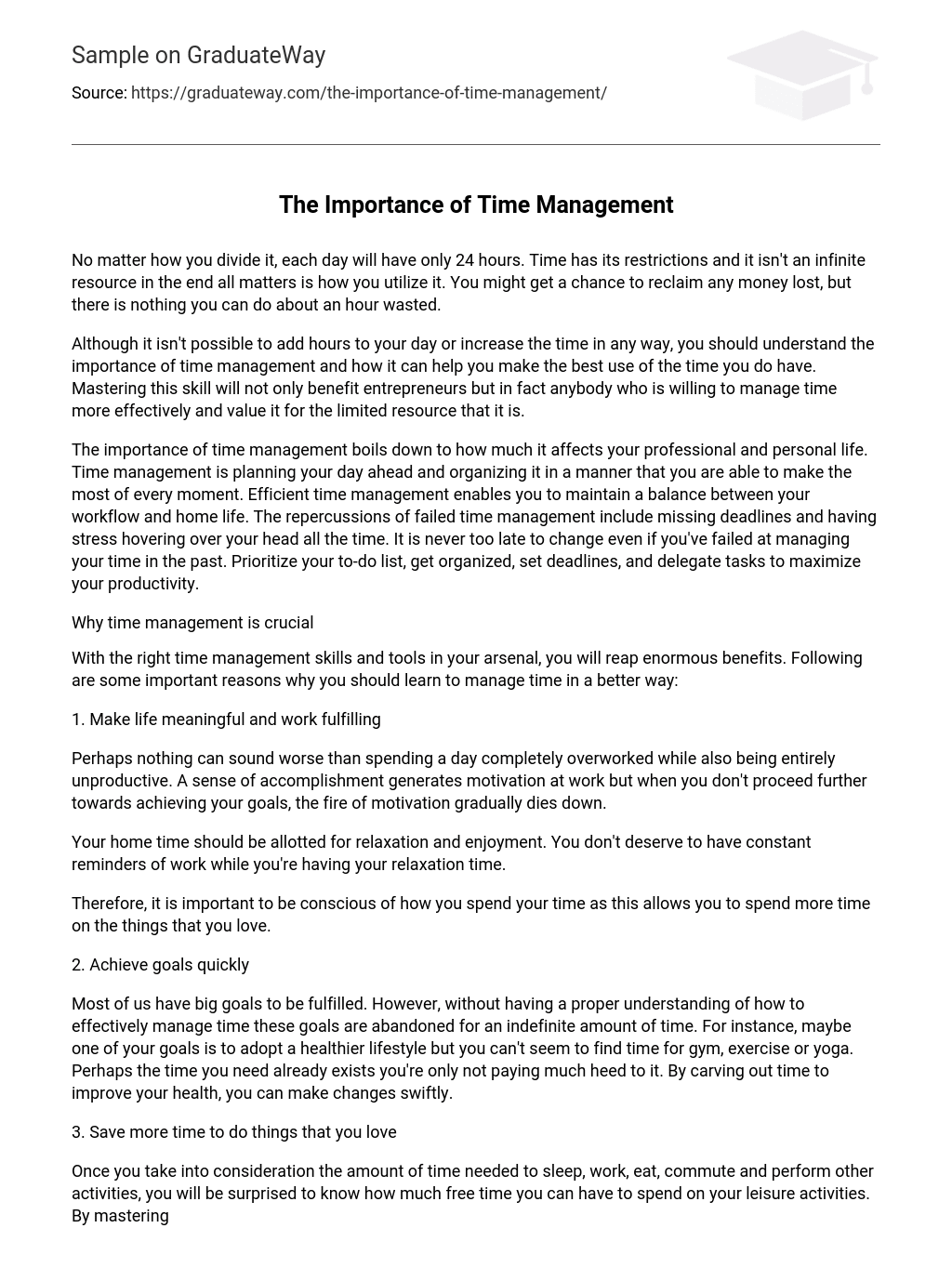 time management benefits essay