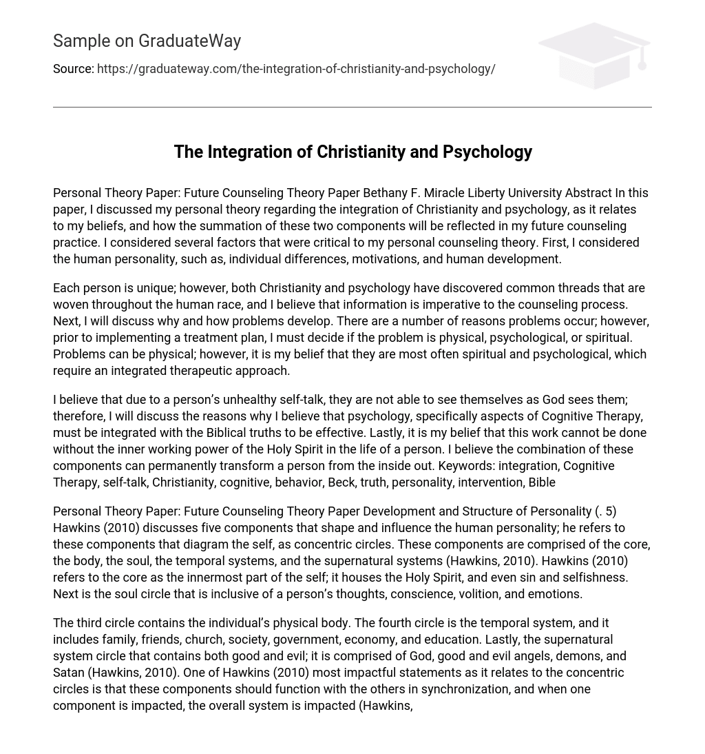 The Integration of Christianity and Psychology