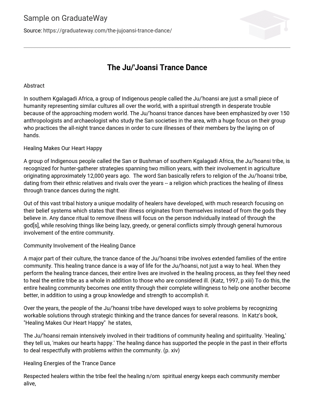 The Ju/’Joansi Trance Dance