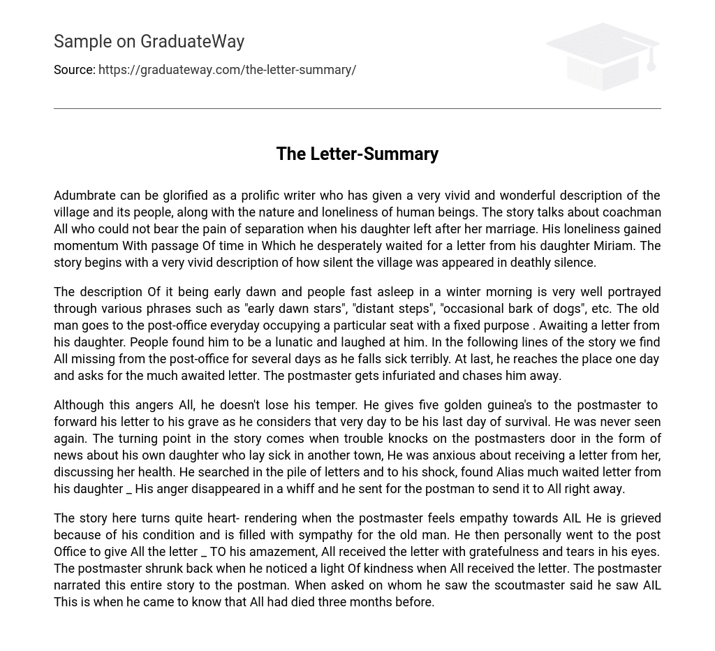 The Letter-Summary