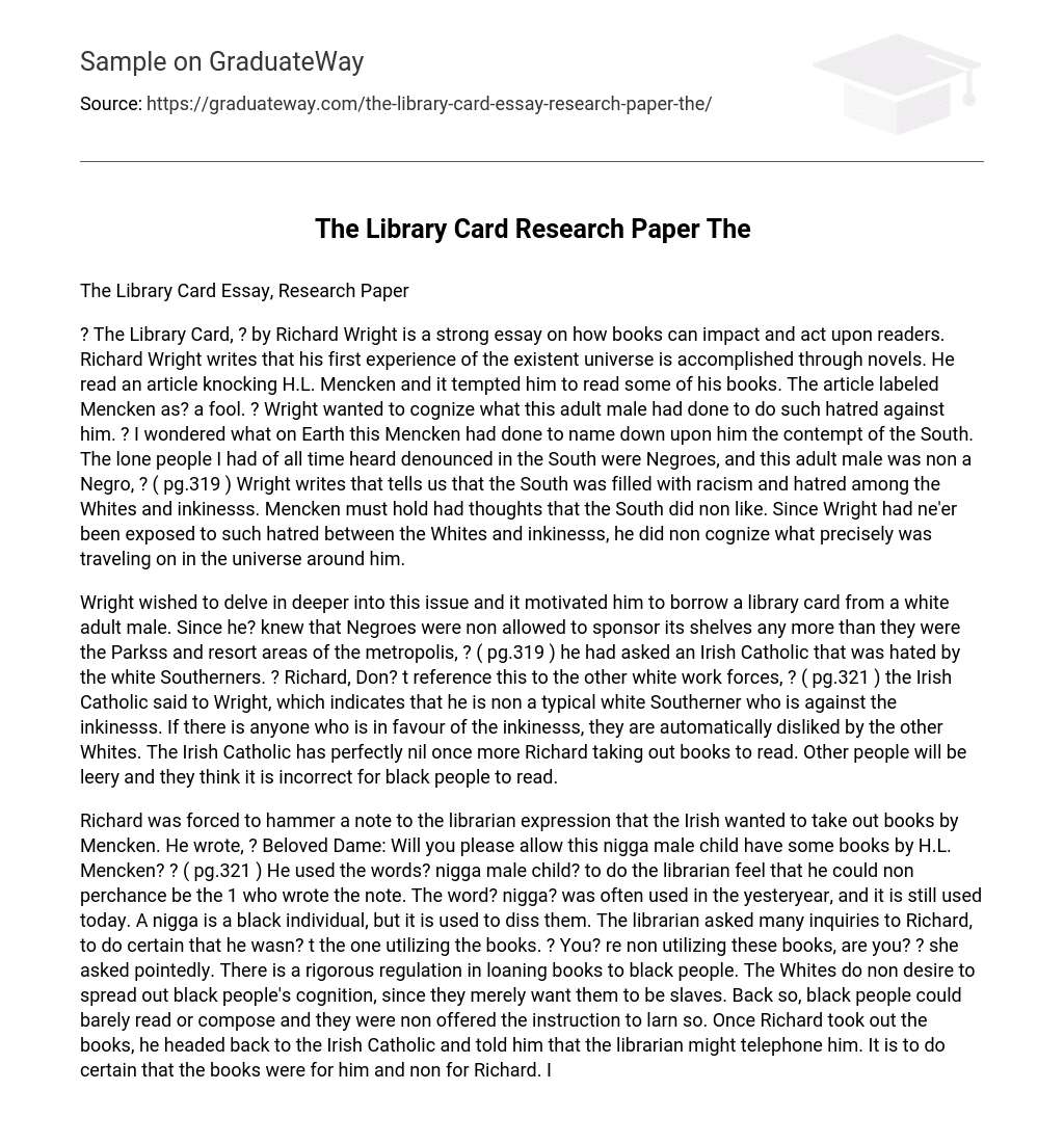 The Library Card Research Paper The