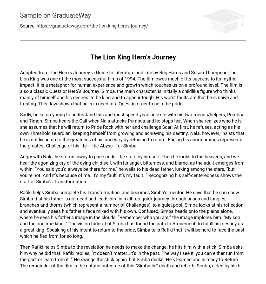 The Lion King Hero’s Journey