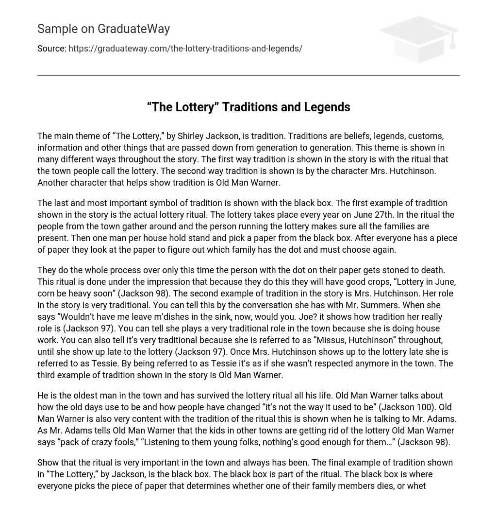 “The Lottery” Traditions and Legends