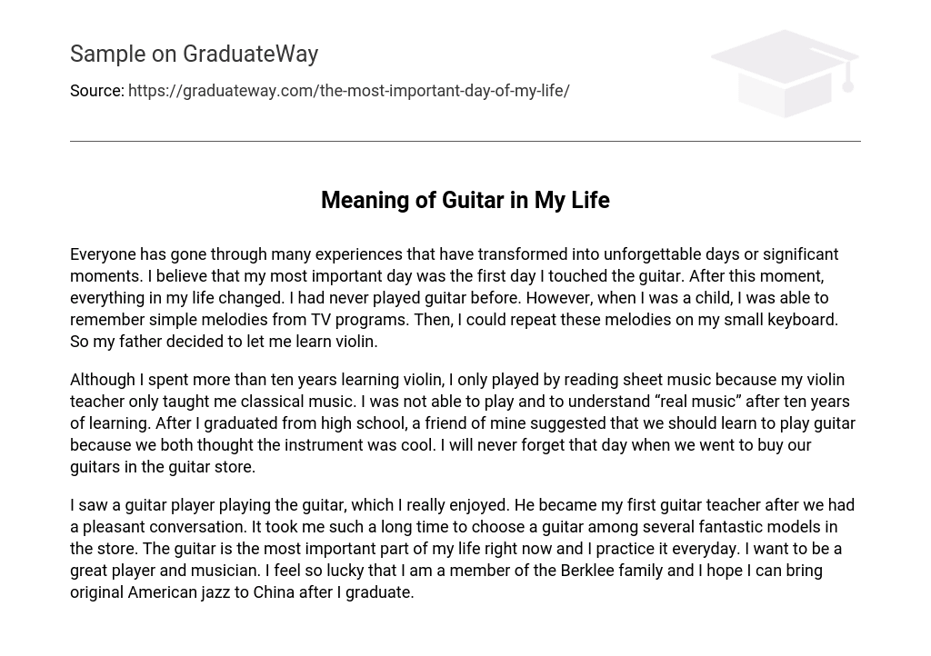 Meaning of Guitar in My Life