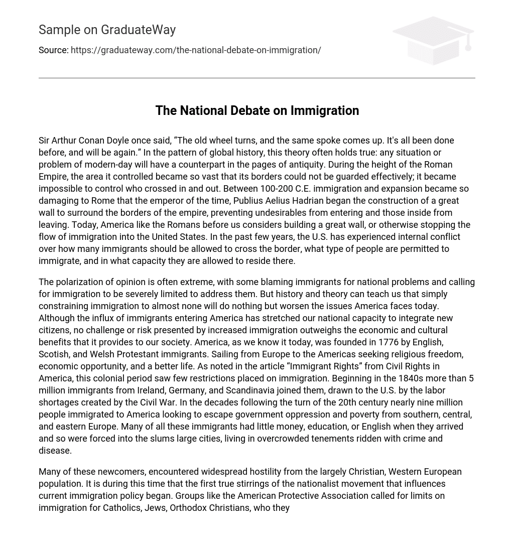 The National Debate on Immigration