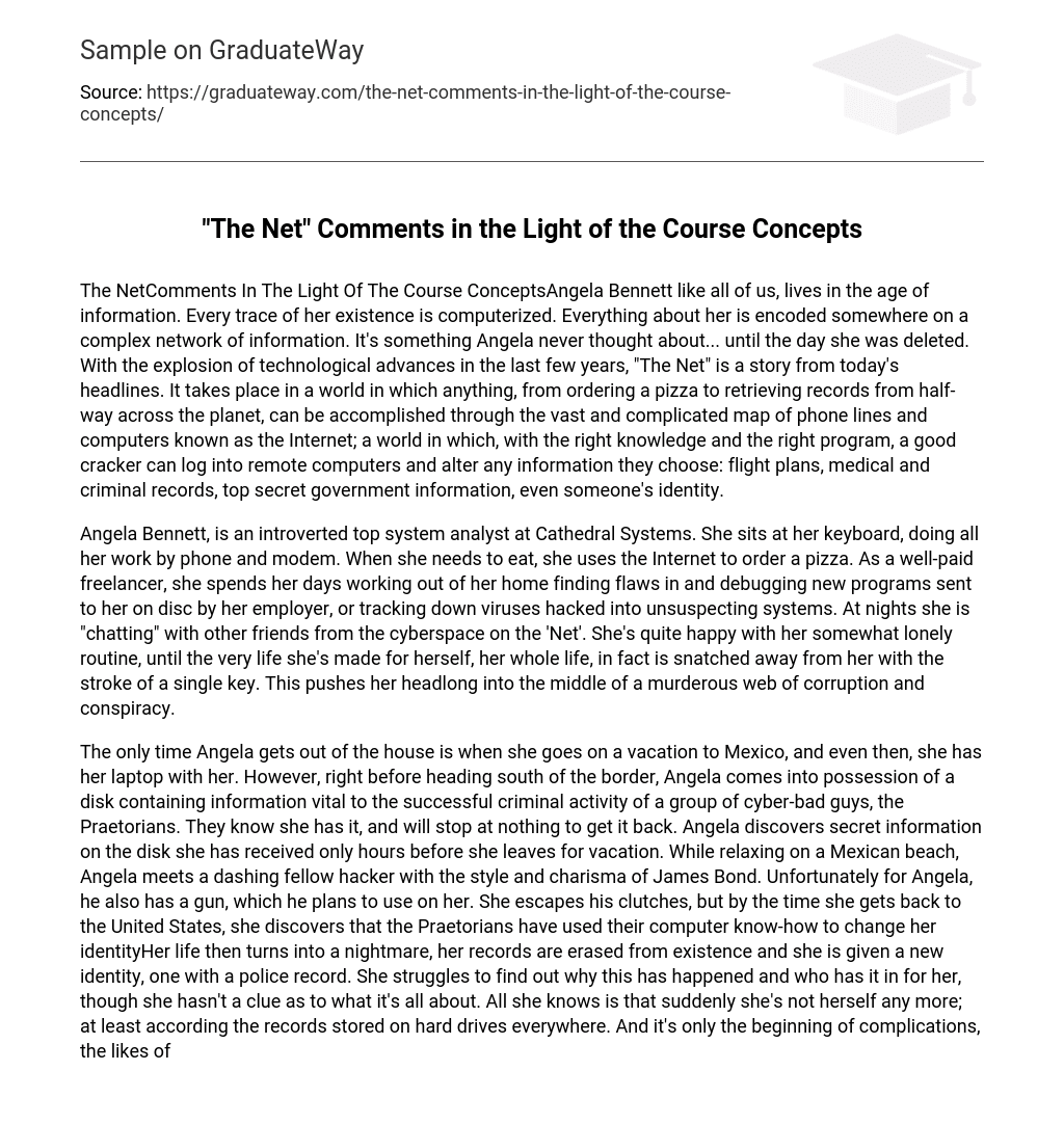 “The Net” Comments in the Light of the Course Concepts