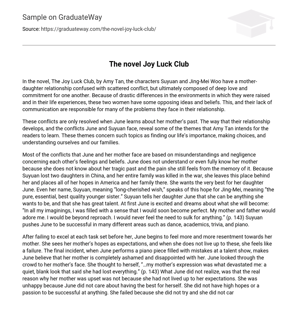 The novel Joy Luck Club
