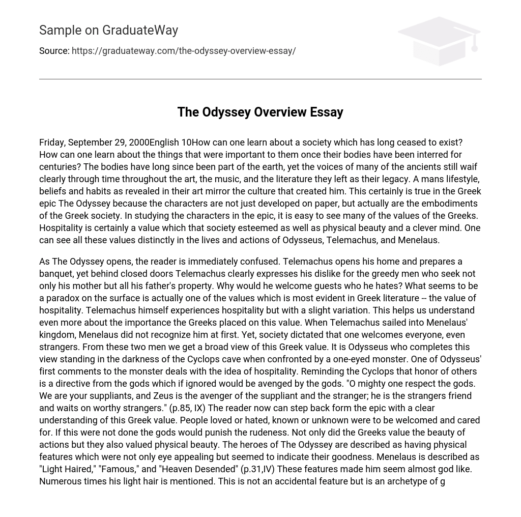 The Odyssey Overview Essay