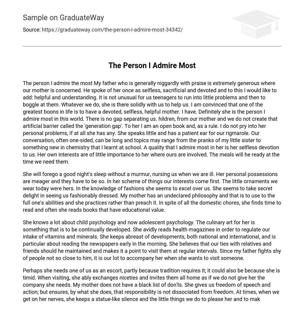 essay about the person i admire the most