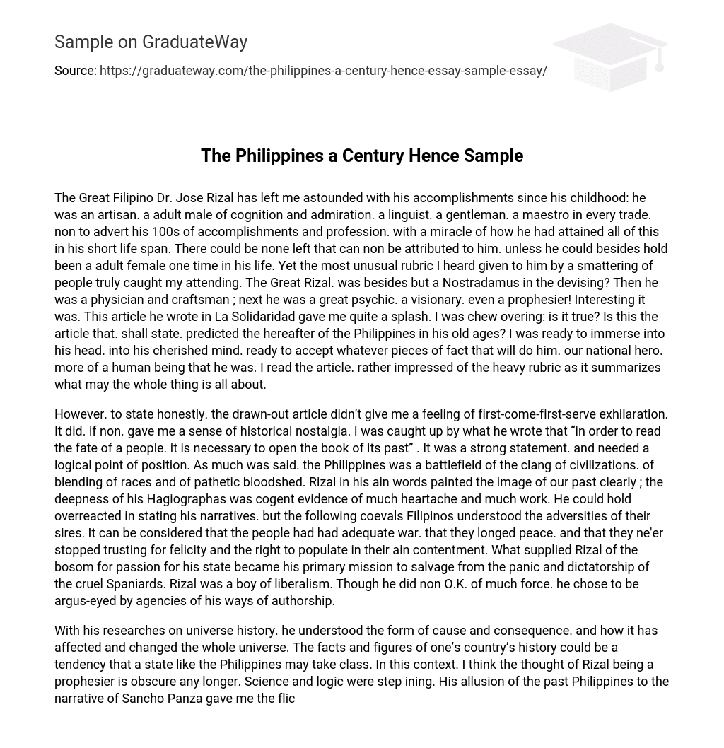 The Philippines a Century Hence Sample