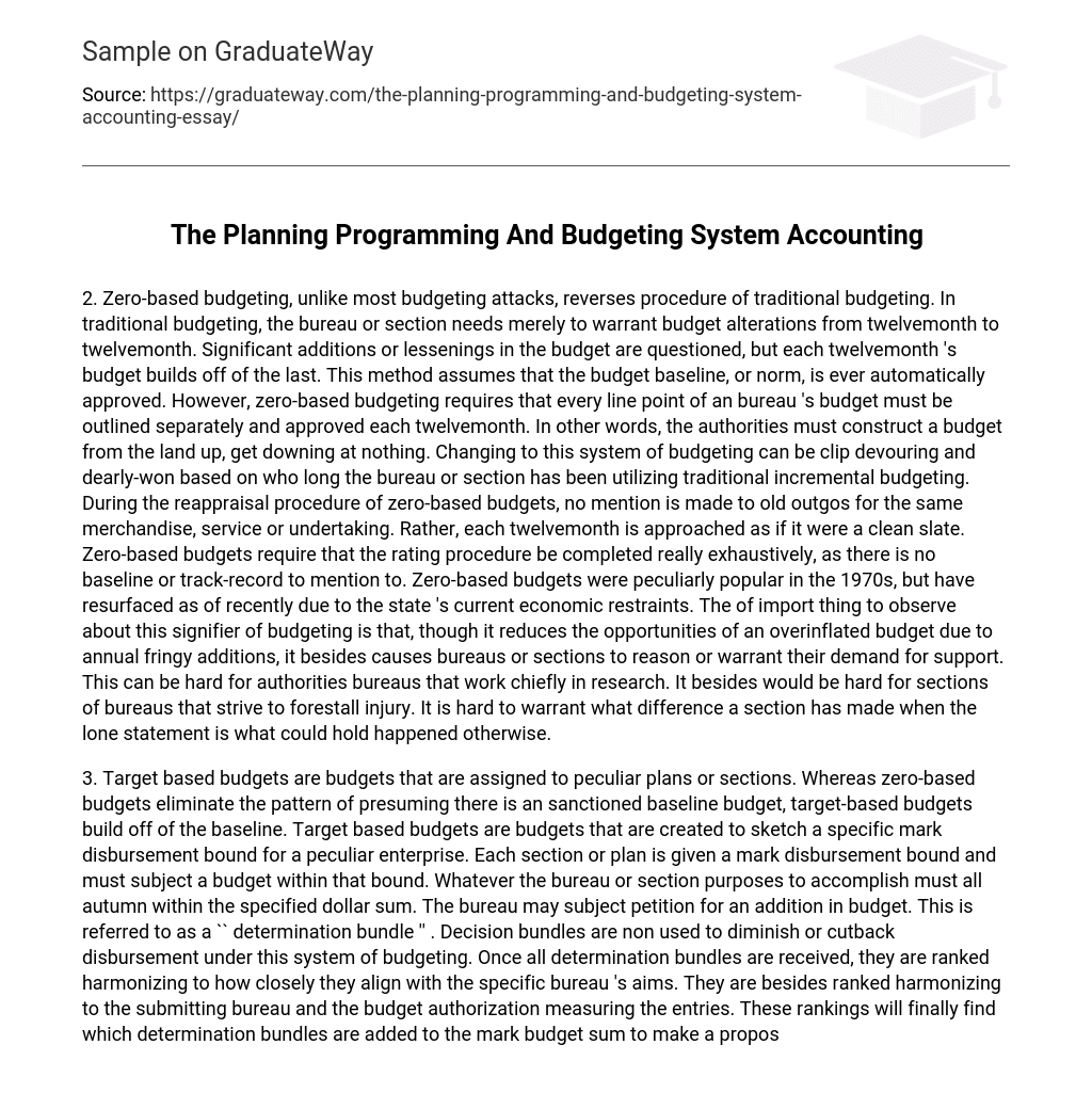 The Planning Programming And Budgeting System Accounting