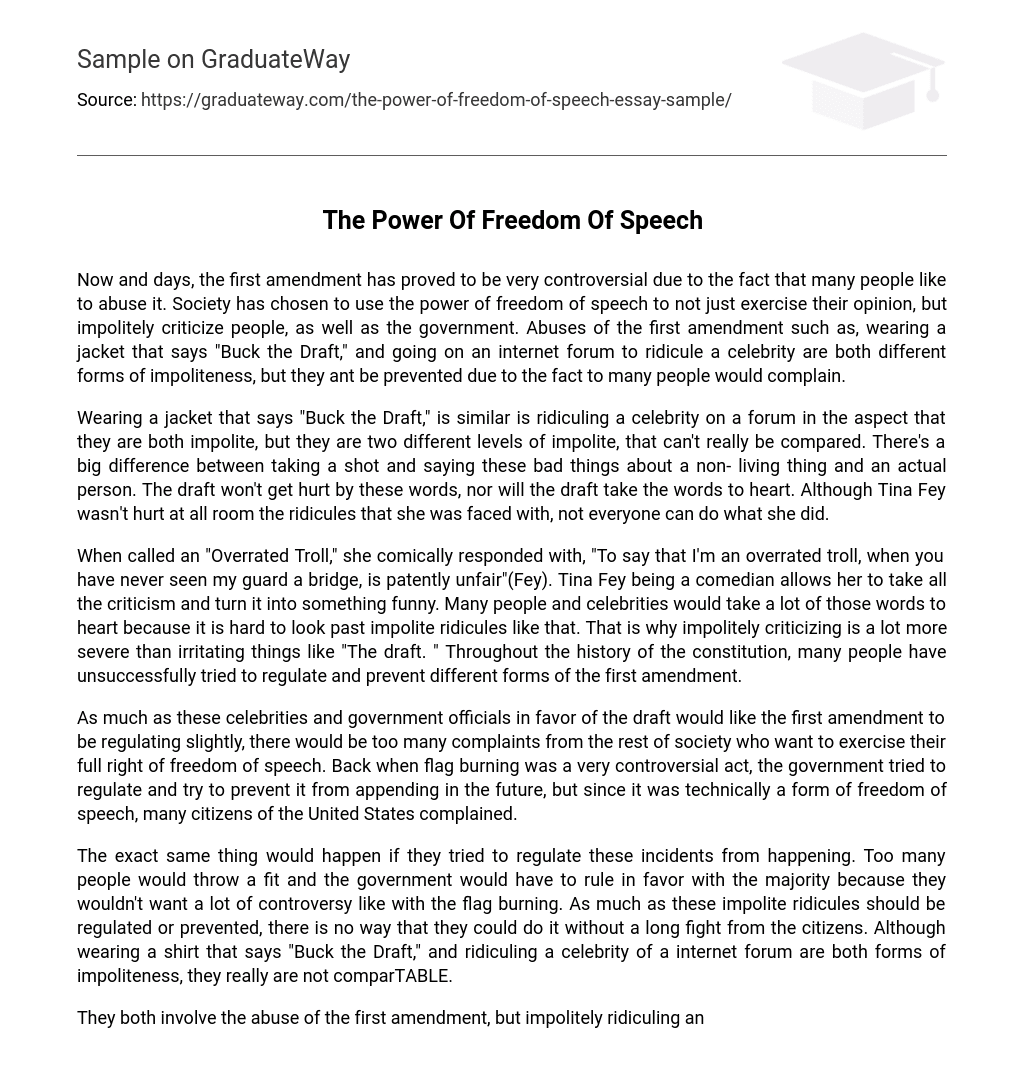 The Power Of Freedom Of Speech