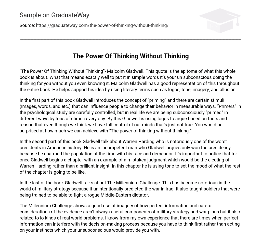 “The Power Of Thinking Without Thinking” by Malcolm Gladwell
