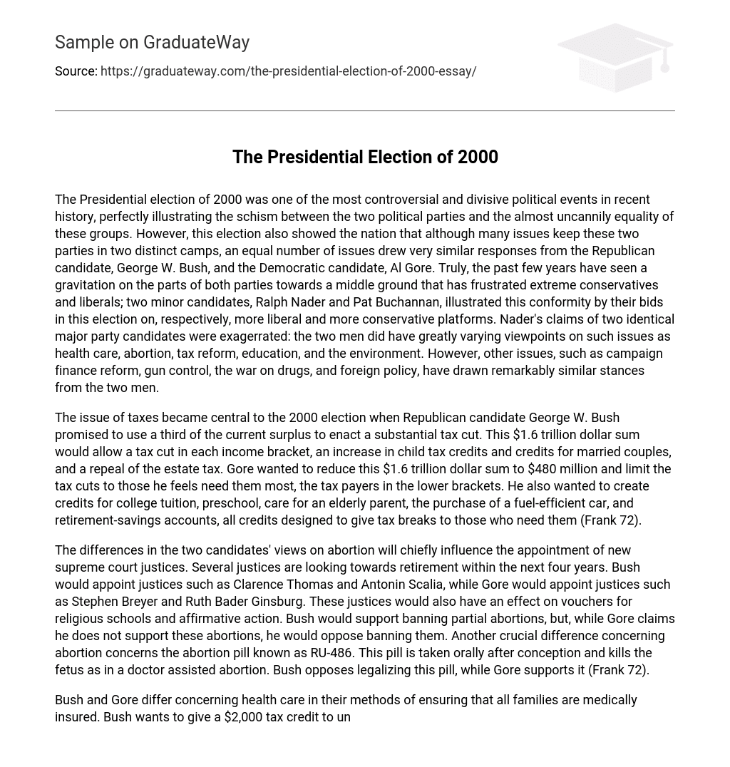 The Presidential Election of 2000