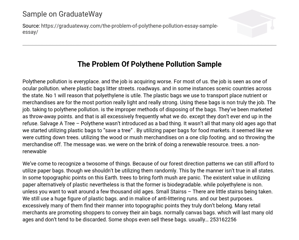 The Problem Of Polythene Pollution Sample