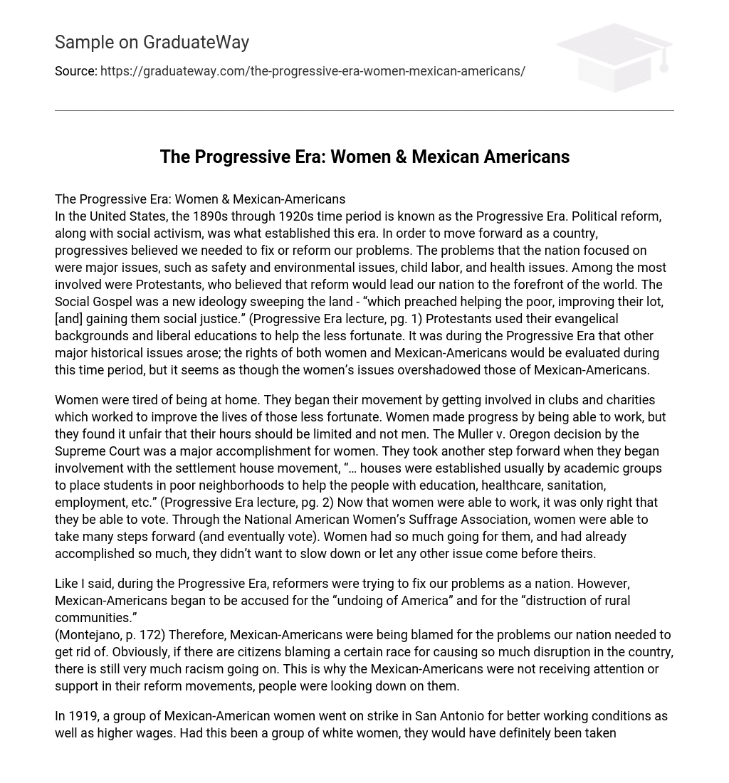 The Progressive Era: Women & Mexican Americans