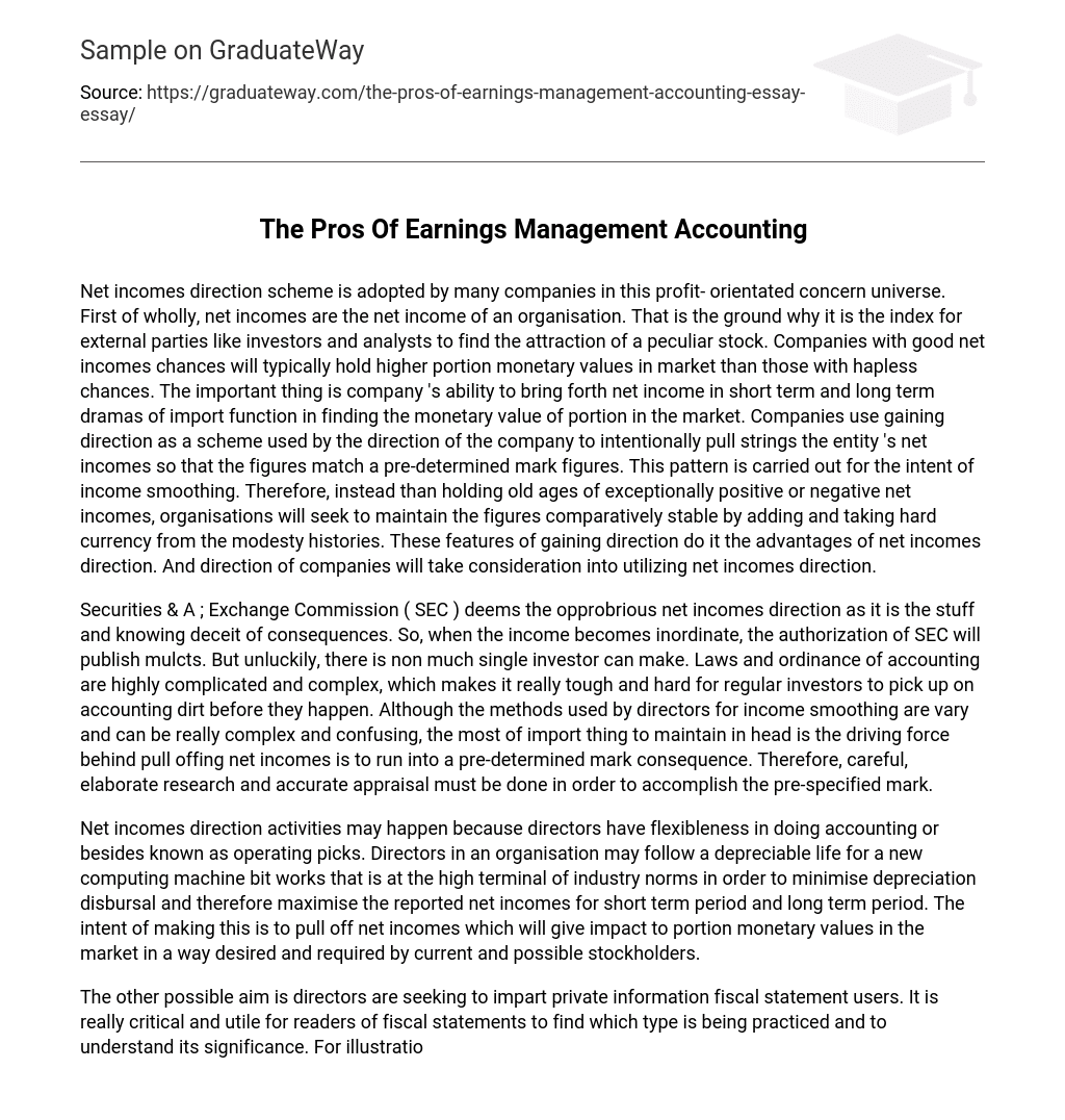 The Pros Of Earnings Management Accounting