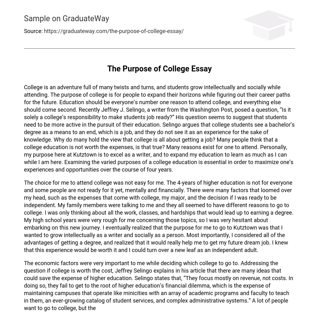 The Purpose of College Essay