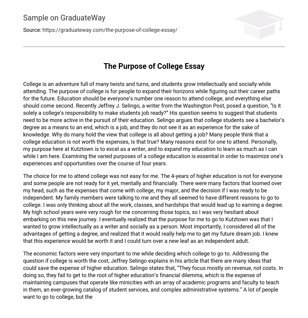 purpose of the college essay