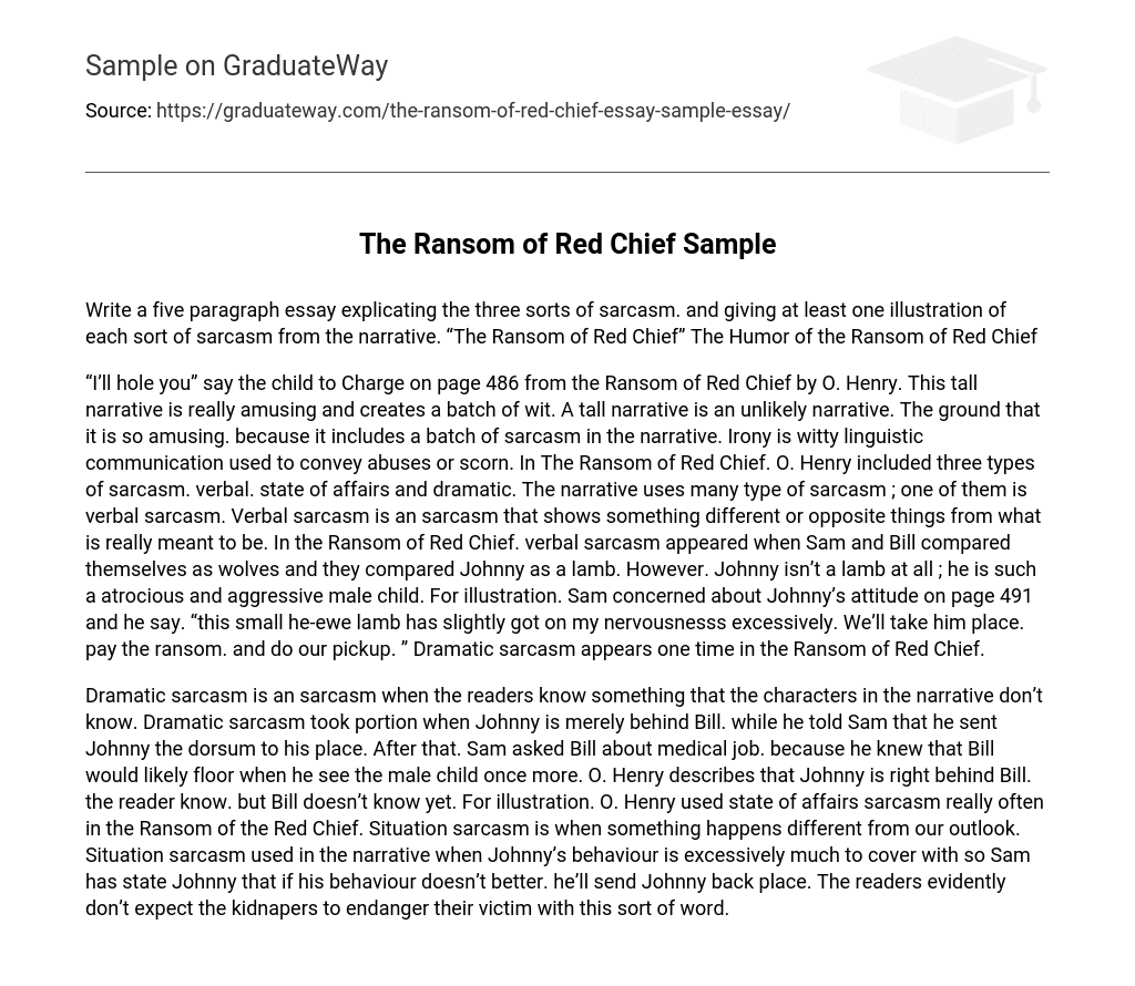 The Ransom of Red Chief Sample