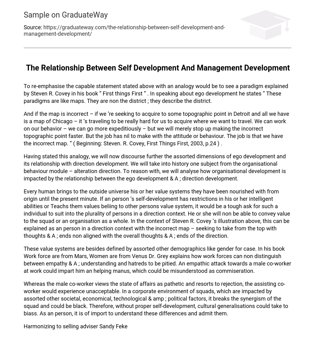The Relationship Between Self Development And Management Development