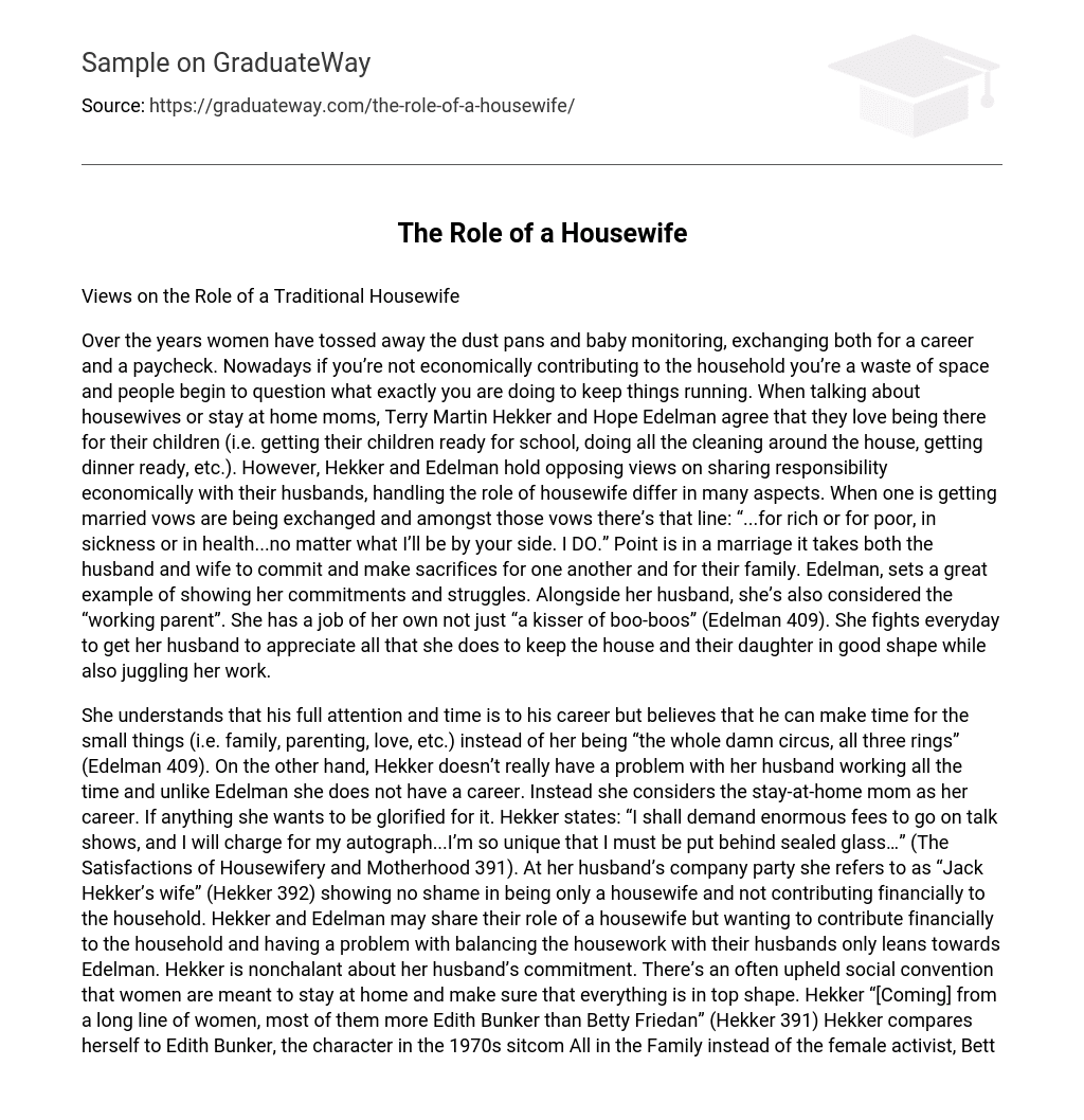 housewife essay in english