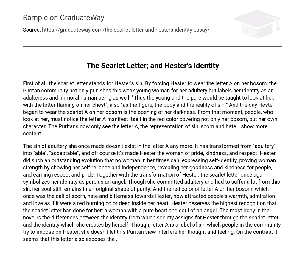 The Scarlet Letter; and Hester’s Identity