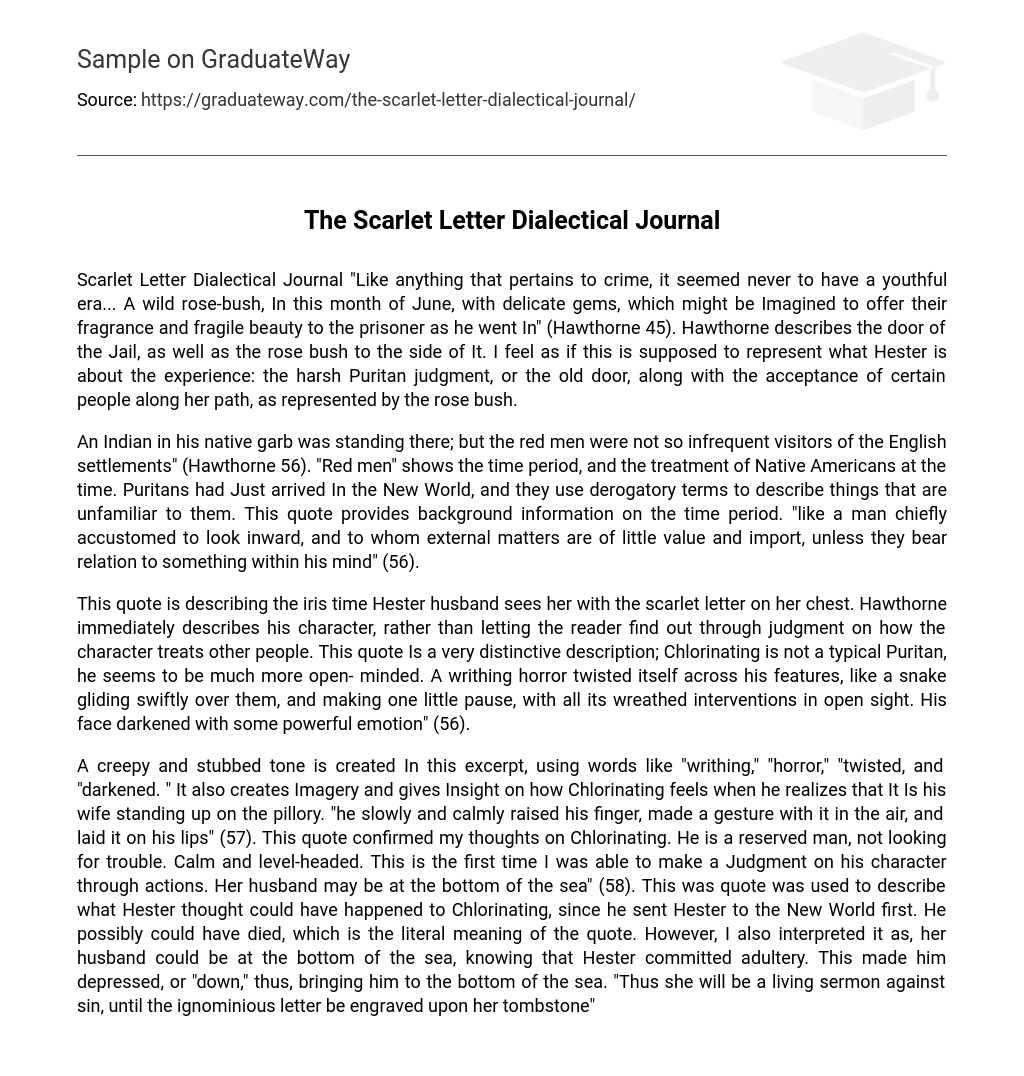 The Scarlet Letter Dialectical Journal