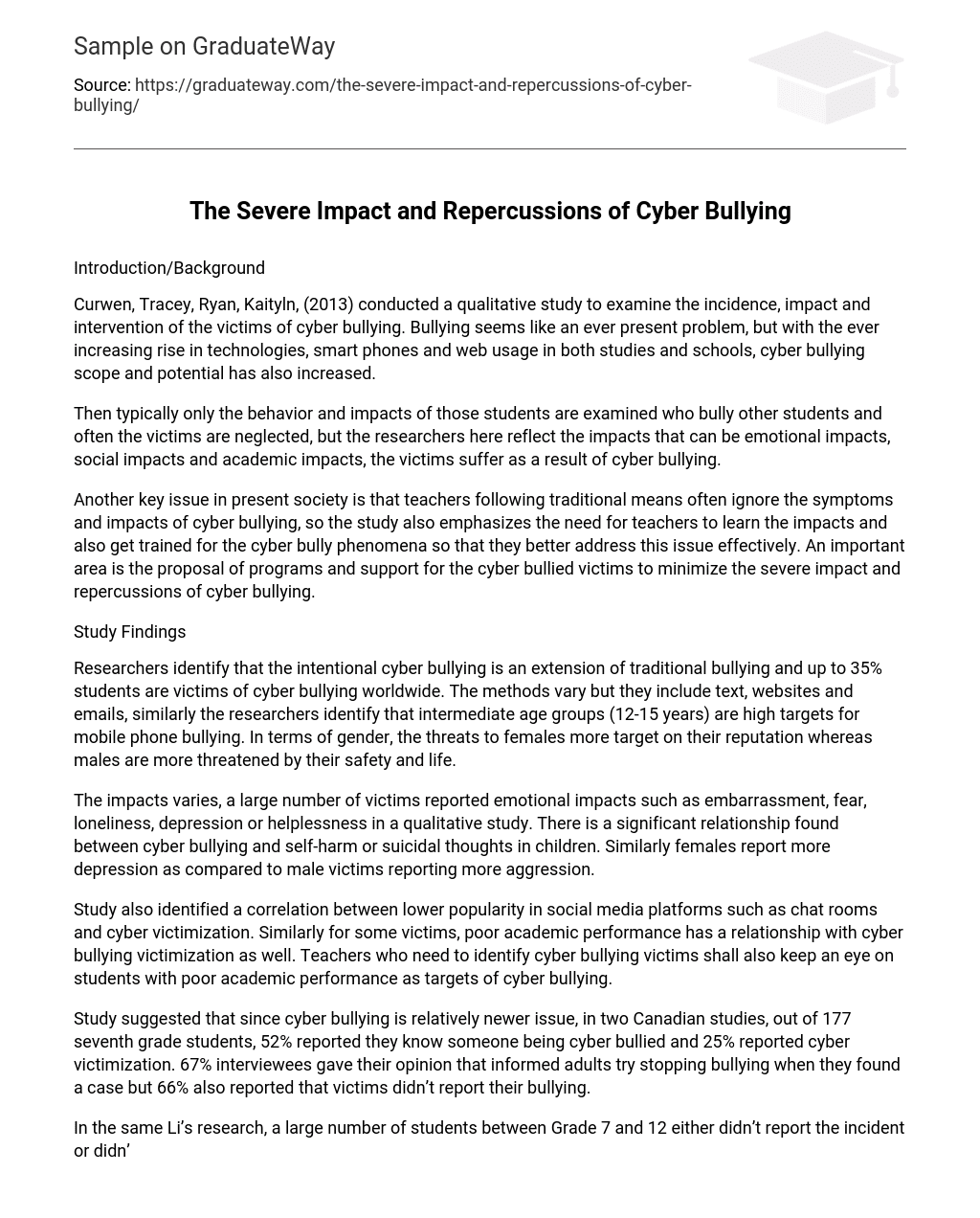 cyber bullying essay example