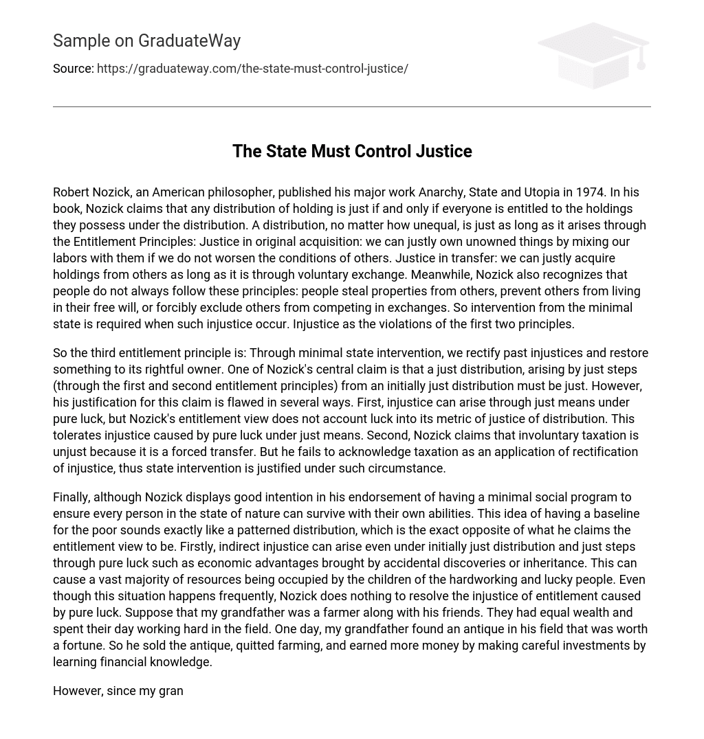 The State Must Control Justice