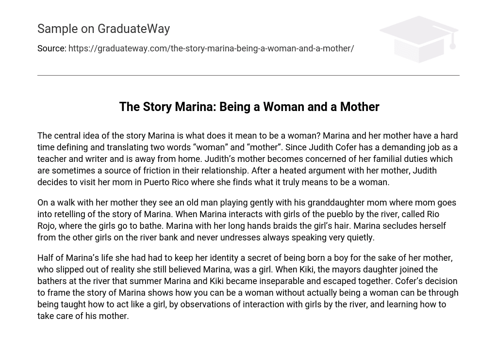 The Story Marina: Being a Woman and a Mother