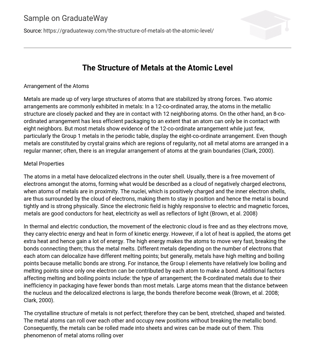 The Structure of Metals at the Atomic Level