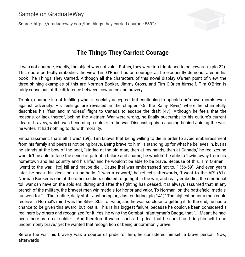 The Things They Carried: Courage Short Summary