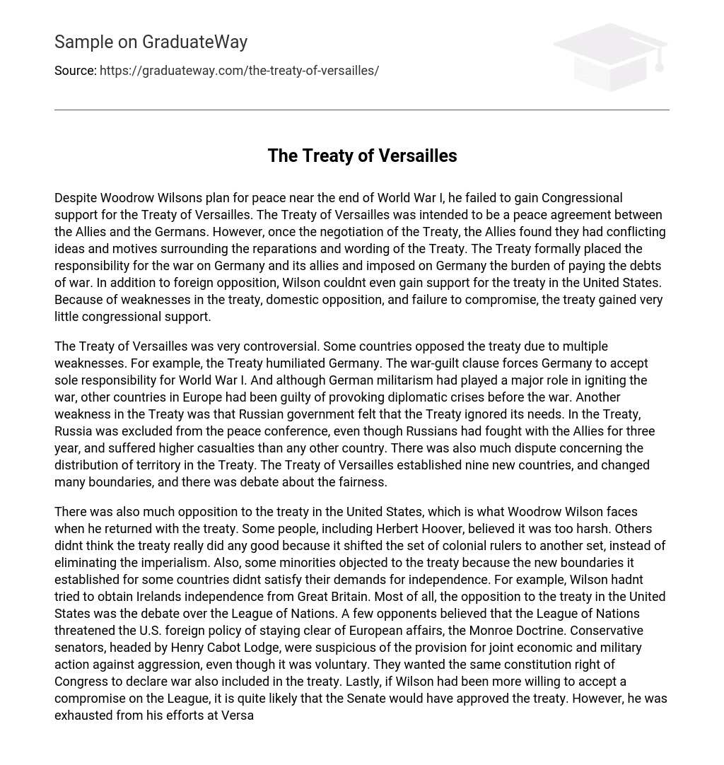  The Treaty Of Versailles Essay Example GraduateWay