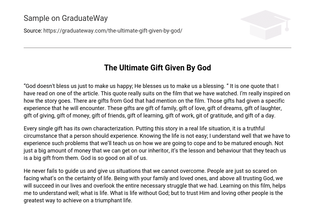 The Ultimate Gift Given By God