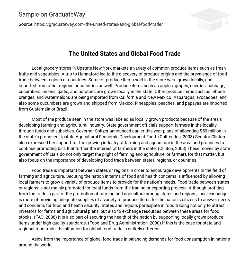 The United States and Global Food Trade