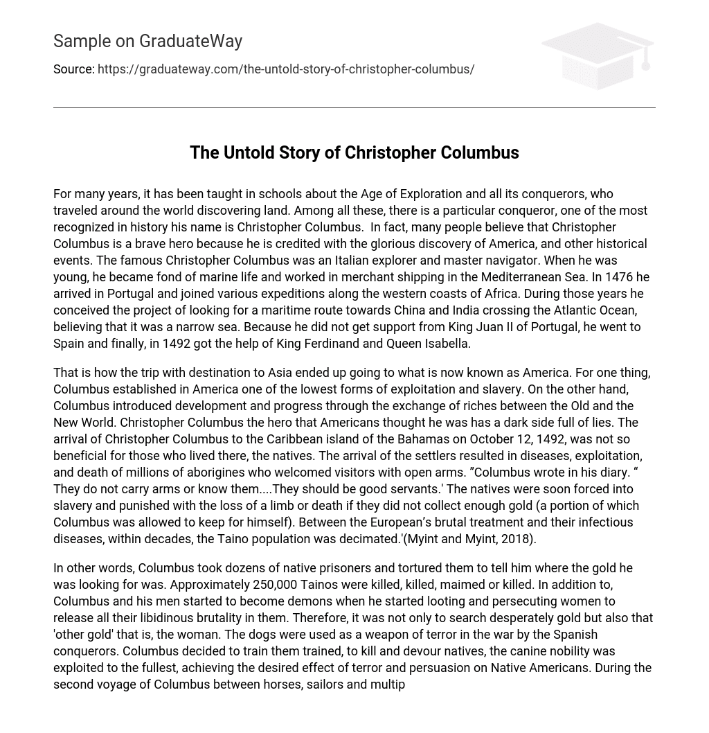 thesis statement for christopher columbus