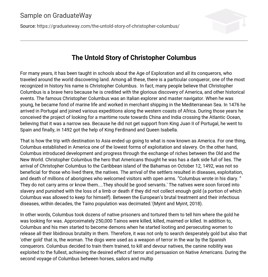 ⇉The Untold Story of Christopher Columbus Essay Example GraduateWay