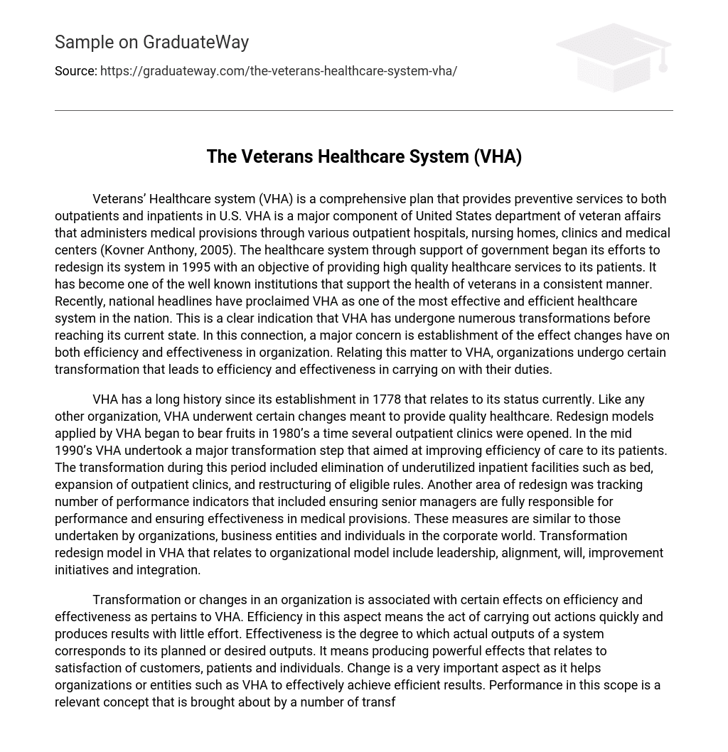 The Veterans Healthcare System (VHA)
