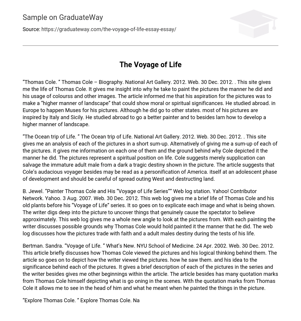 The Voyage of Life Analysis