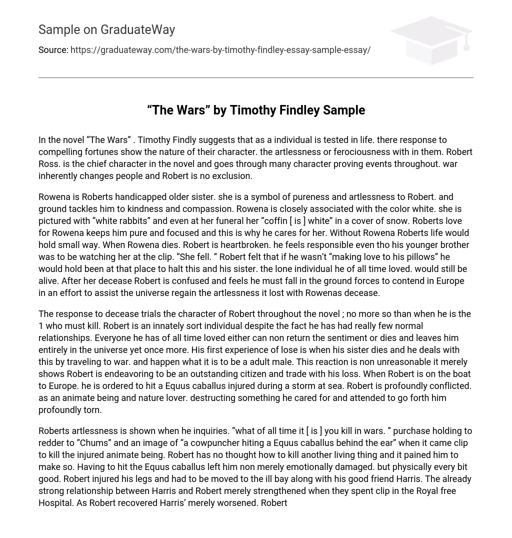 “The Wars” by Timothy Findley Sample