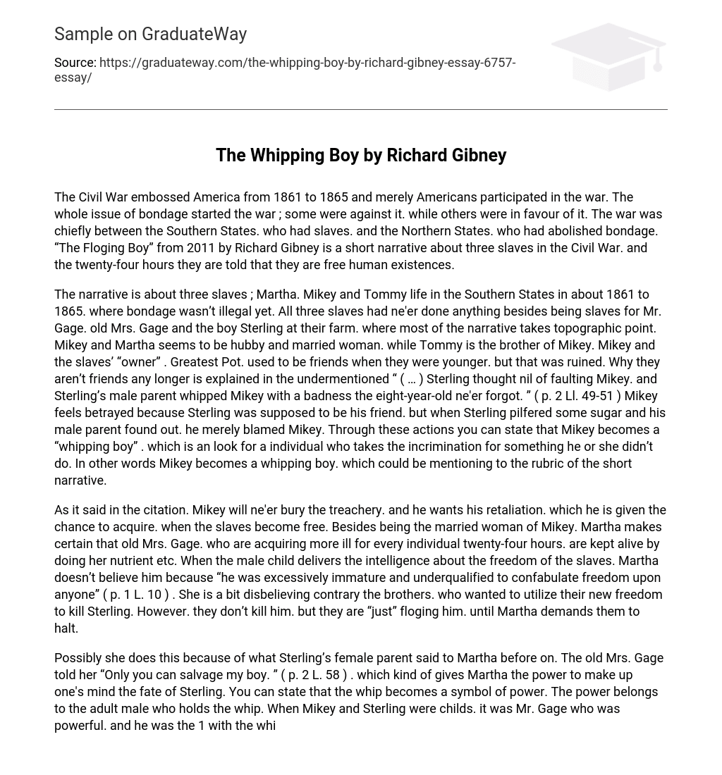 The Whipping Boy by Richard Gibney Analysis