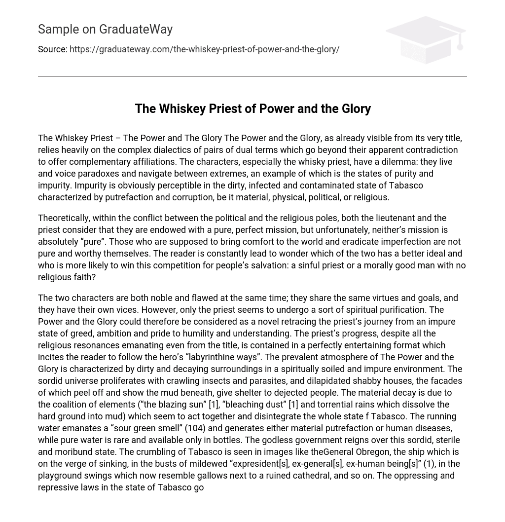 The Whiskey Priest of Power and the Glory Analysis