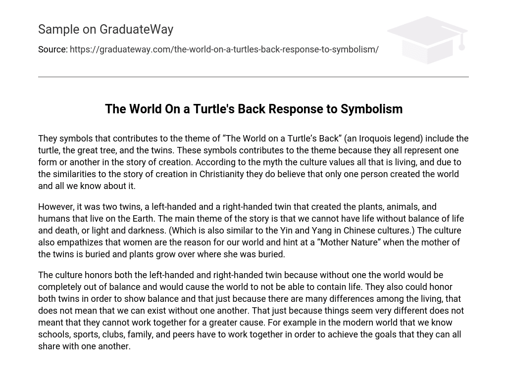 The World On a Turtle’s Back Response to Symbolism Analysis