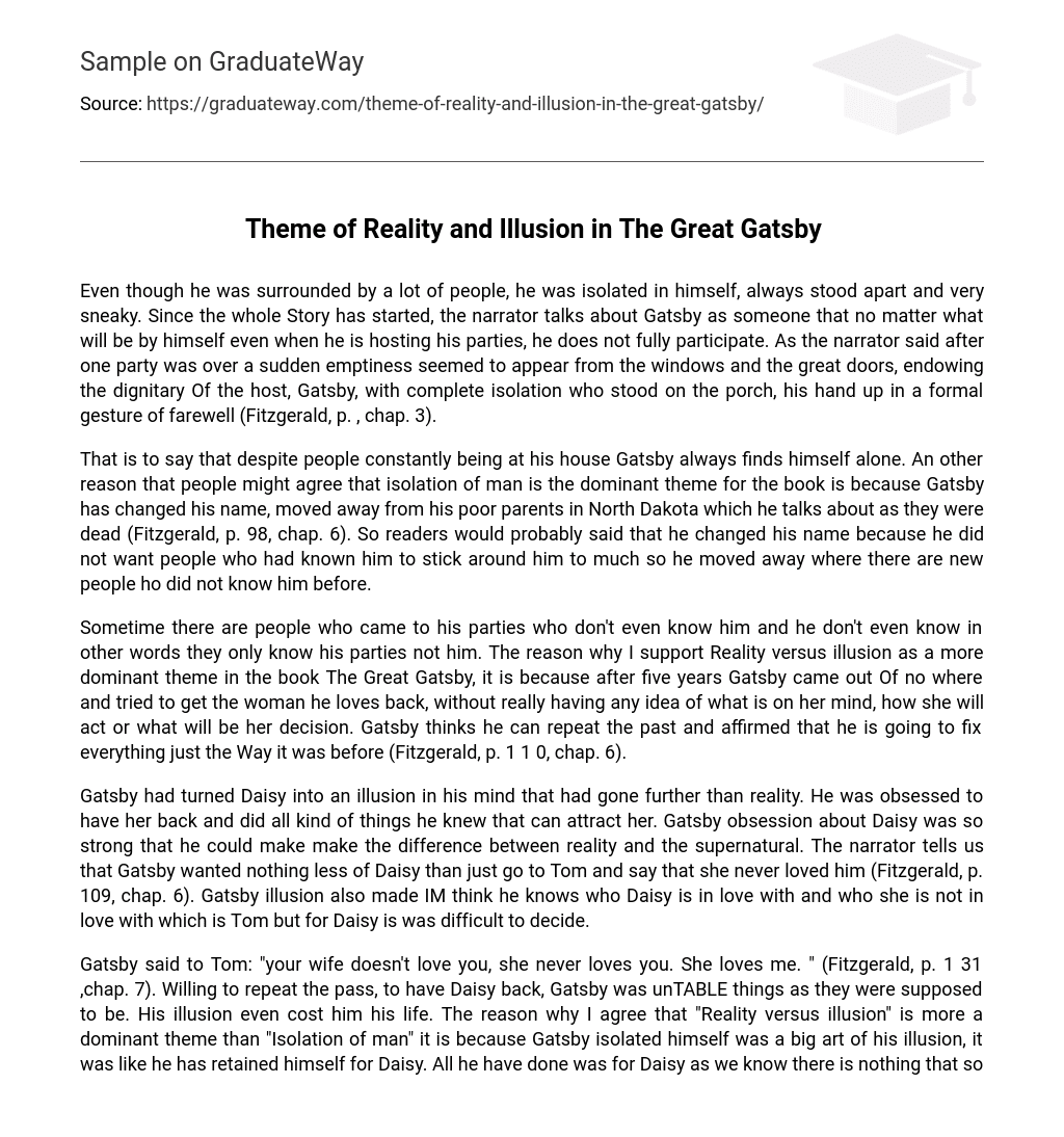 Theme of Reality and Illusion in The Great Gatsby