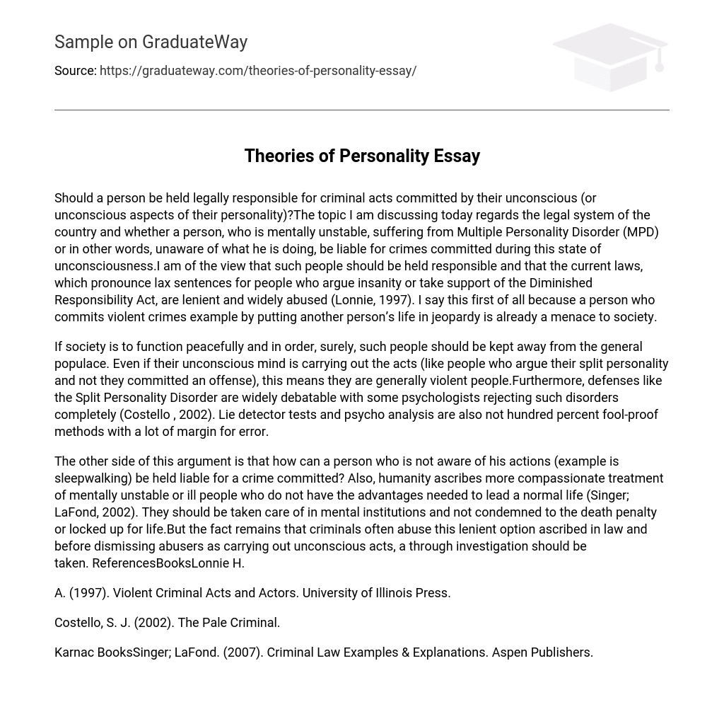 Theories of Personality Essay