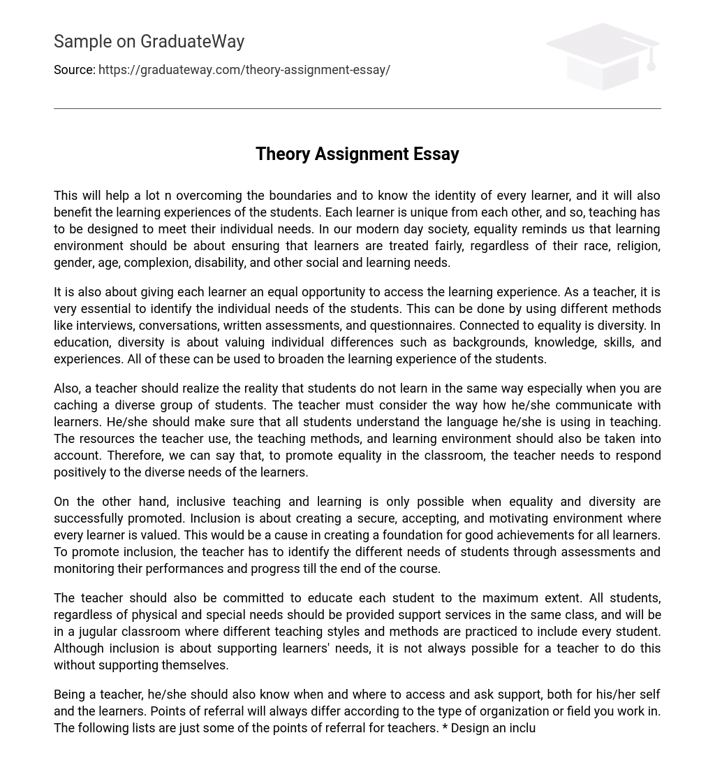 Theory Assignment Essay