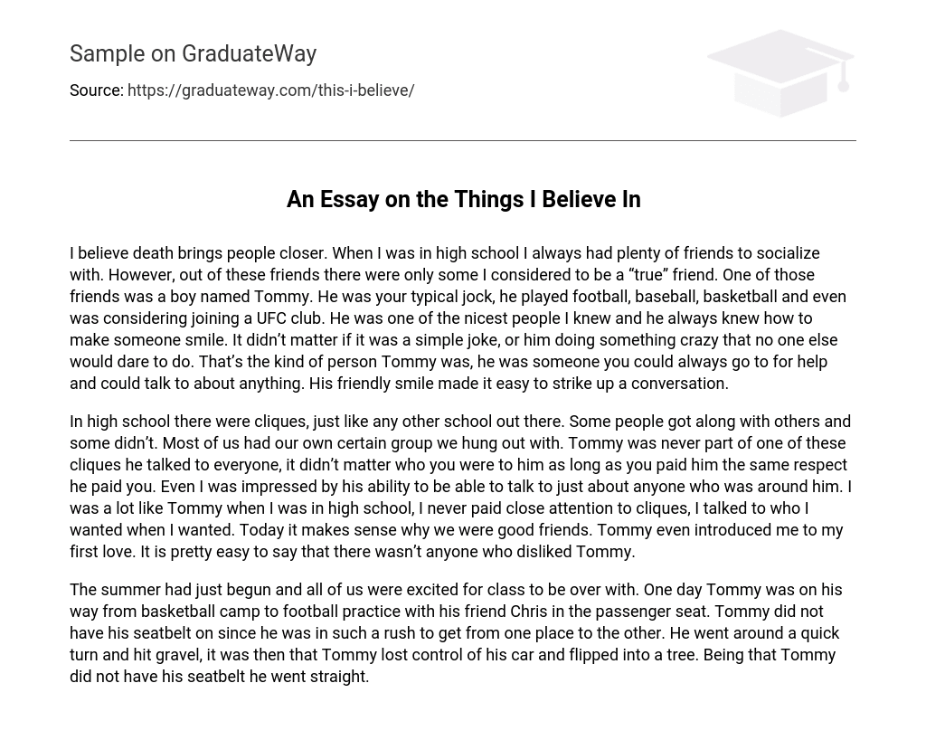 An Essay on the Things I Believe In
