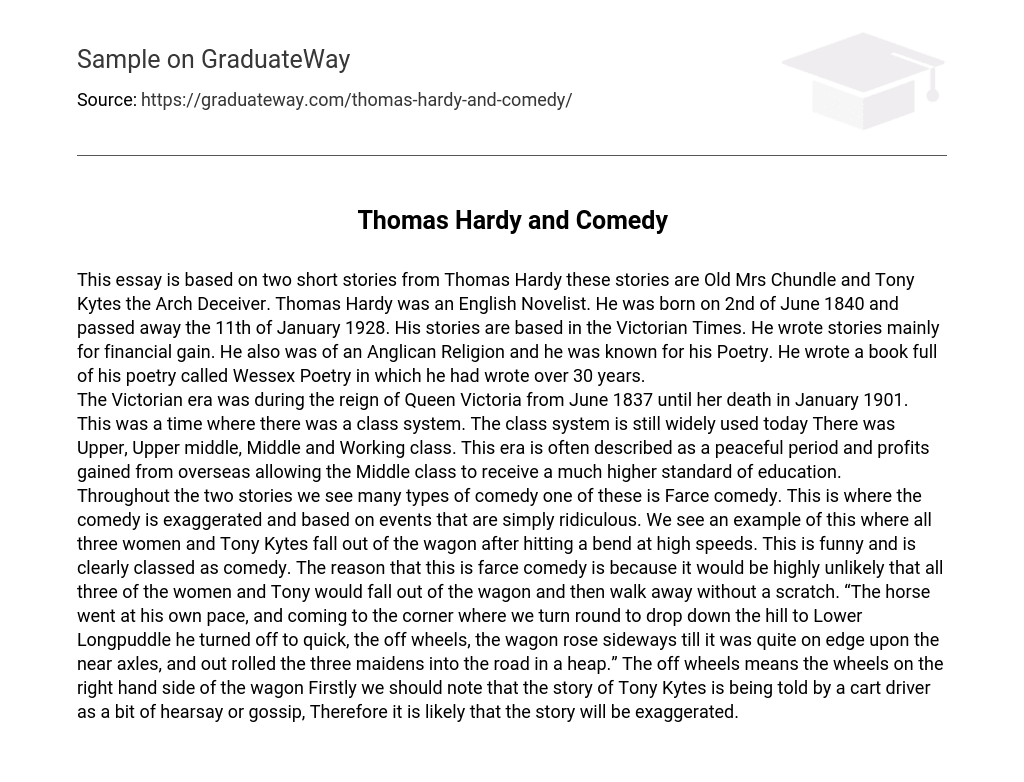 Thomas Hardy and Comedy Short Summary