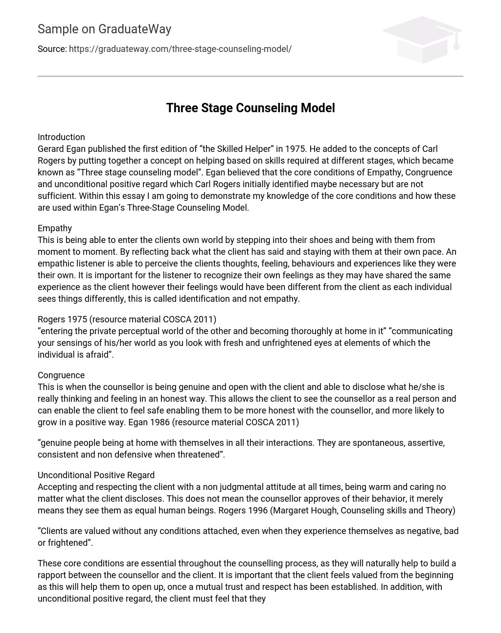 Three Stage Counseling Model
